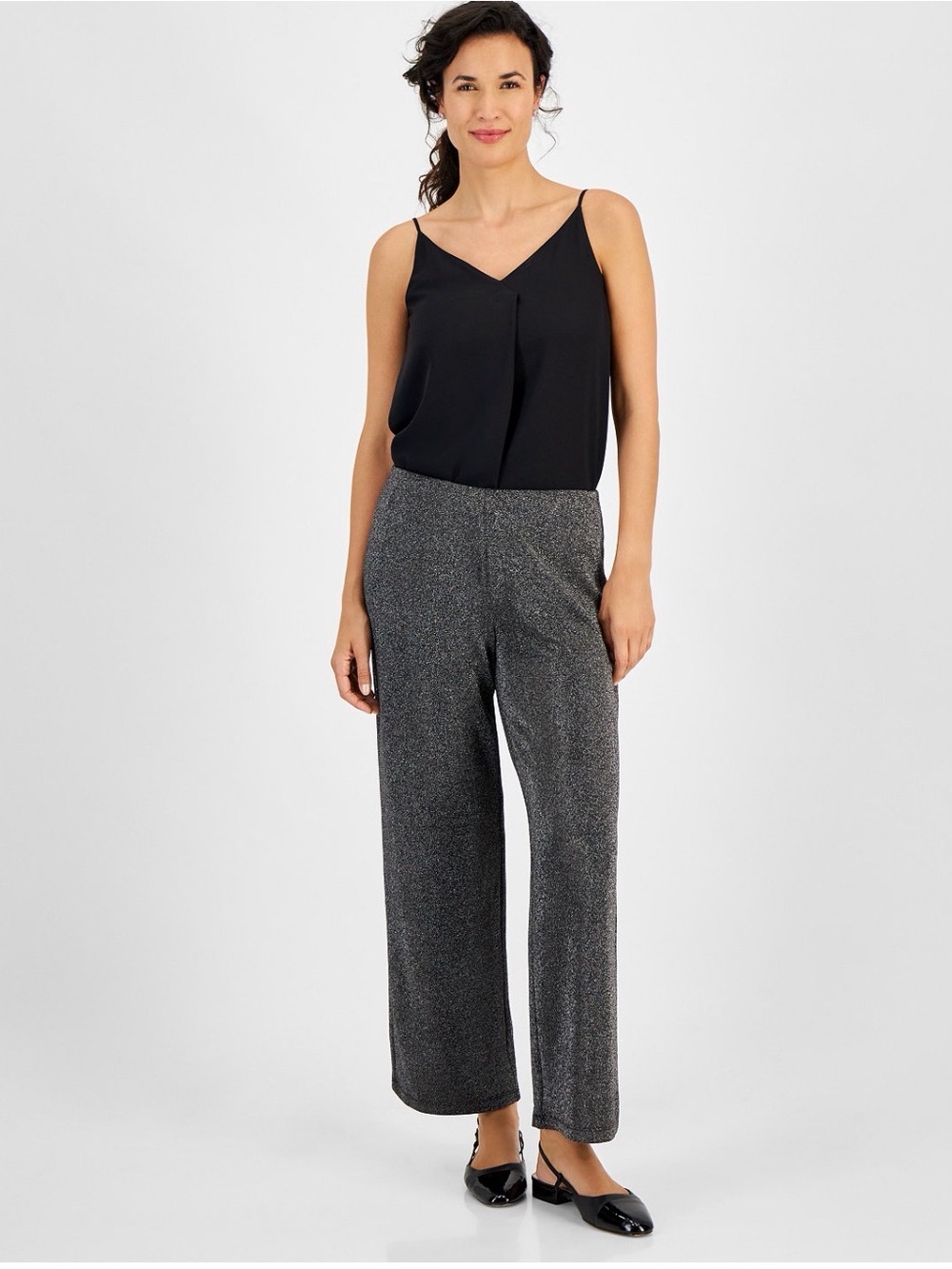 JM Collection Metallic Wide-Leg Pants